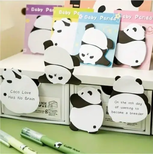 Post-it Panda – Lot de 30 feuillets adhésifs (4 modèles couleurs)